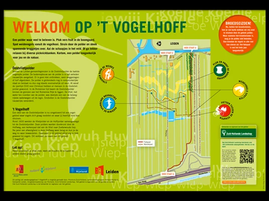 Het oriëntatiepaneel helpt bezoekers hun weg vinden door het natuurgebied.